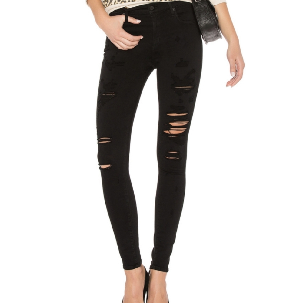 Agolde Sophie Super Distressed Black Skinny Jean
